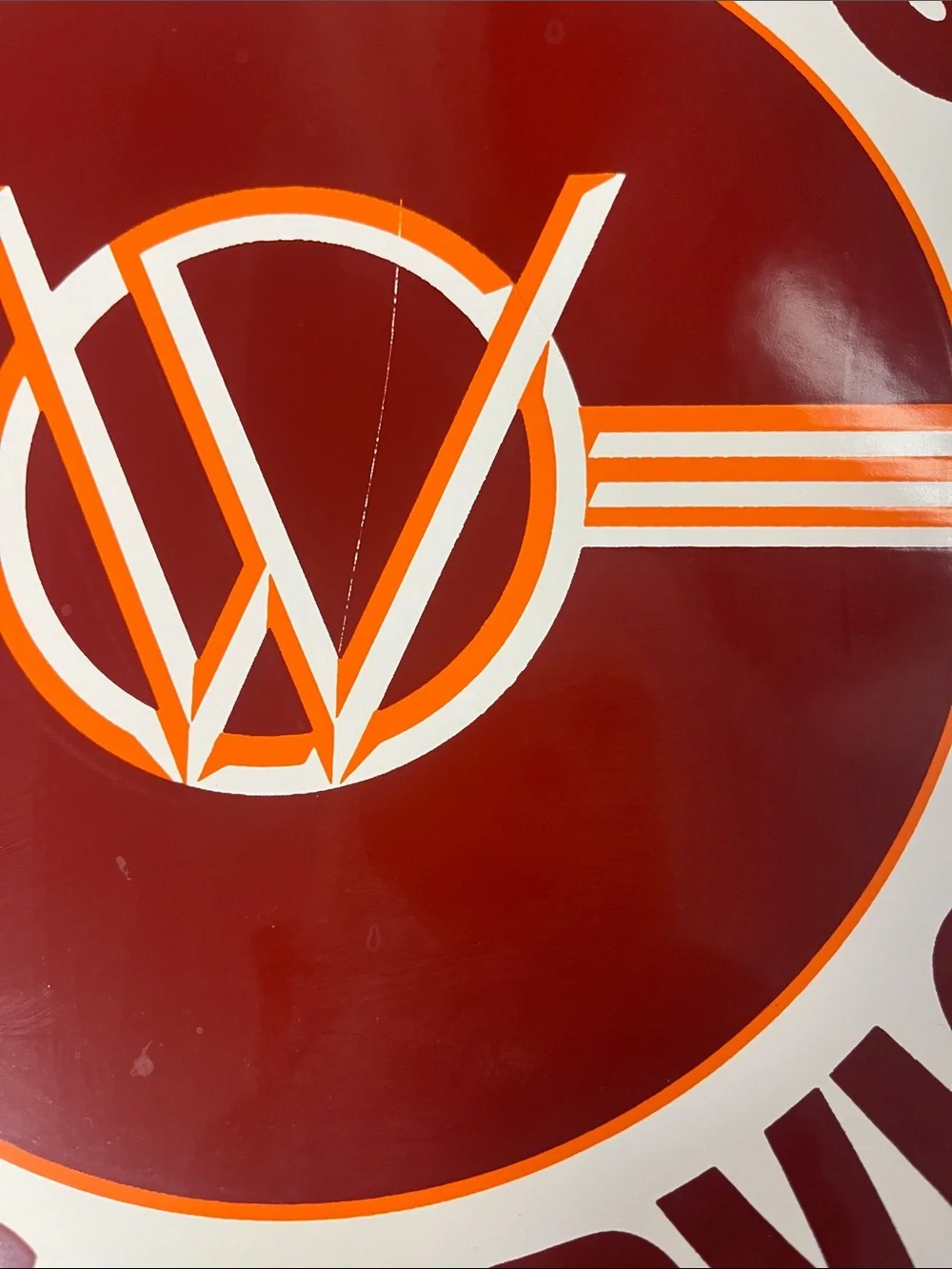 Sales-Service Round Wall Sign - Maroon, White & Orange